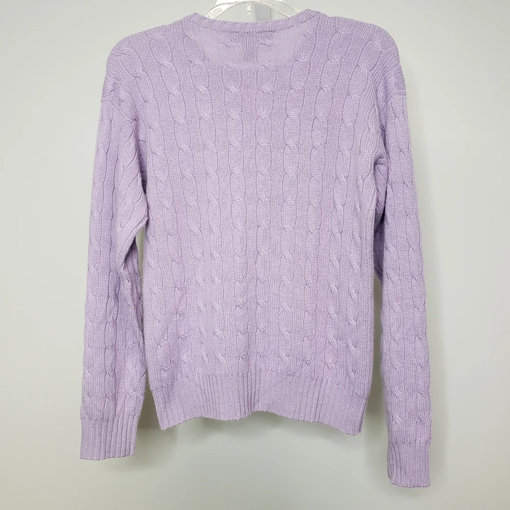 Ralph Lauren Black Label Lavender Cable Knit Cashmere Sweater Size Small - Picture 9 of 10